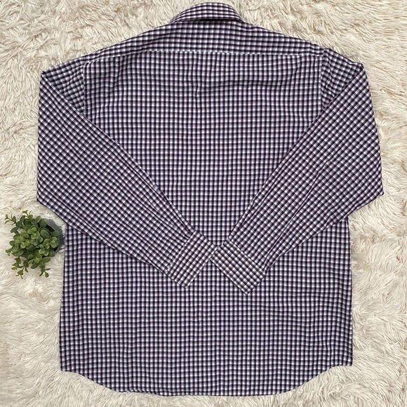 Van Heusen Wrinkle Free Button Down Shirt 💗 Purple Gray & White - Picture 4 of 13